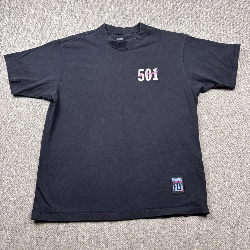 Levi's 501 Vintage On The Fly‎ Graphic T-Shirt Black Men's Size Small